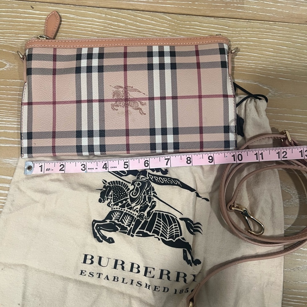 Burberry Peach/Beige Haymarket Coated Canvas Crossbody Bag - Picture 2 of 7